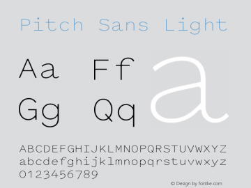 PitchSans-Light Version 1.001 Font Sample