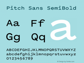 PitchSans-SemiBold Version 1.001 Font Sample