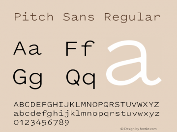 PitchSans-Regular Version 1.001 Font Sample