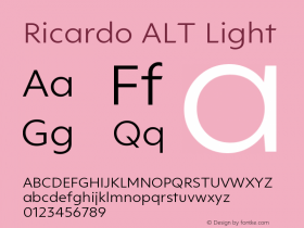 RicardoALT-Light Version 1.010;PS 001.010;hotconv 1.0.88;makeotf.lib2.5.64775 Font Sample