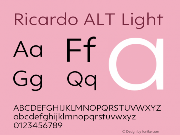 RicardoALT-Light Version 1.010;PS 001.010;hotconv 1.0.88;makeotf.lib2.5.64775图片样张