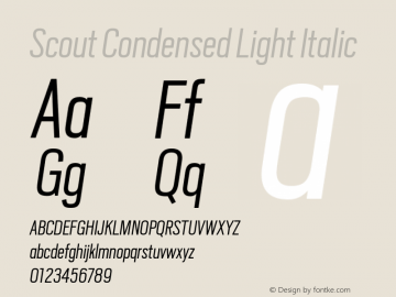 ScoutCondensed-LightItalic Version 1.000图片样张