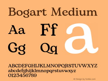 Bogart Medium Version 1.000;hotconv 1.0.109;makeotfexe 2.5.65596 Font Sample