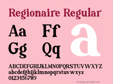 Regionaire Version 1.00;August 17, 2020;FontCreator 12.0.0.2563 64-bit Font Sample