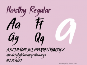 Haisthy Version 1.00;July 25, 2020;FontCreator 11.5.0.2422 64-bit Font Sample