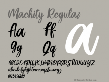 Machity Version 1.00;August 25, 2020;FontCreator 11.5.0.2422 64-bit图片样张