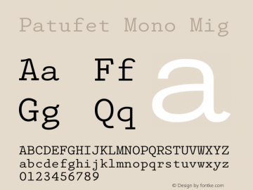 Patufet Mono Mig Version 1.000 Font Sample