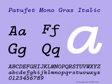 Patufet Mono Gras Italic Version 1.000 Font Sample