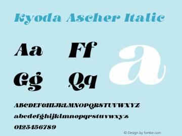 KyodaAscher-Italic Version 1.000 Font Sample