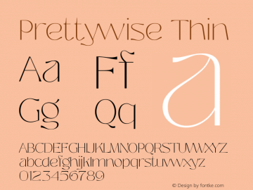 Prettywise Thin Version 1.000 Font Sample