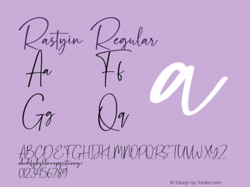 Rastyin Version 1.00;July 24, 2020;FontCreator 12.0.0.2525 64-bit Font Sample