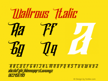 Wallrous Italic Version 1.00;July 30, 2020;FontCreator 12.0.0.2563 64-bit图片样张