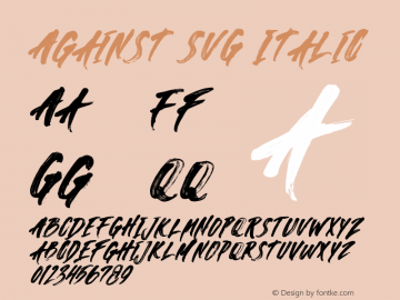 Against SVG Italic Version 1.00;June 12, 2020;FontCreator 12.0.0.2563 64-bit图片样张