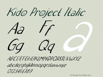 Kido Project Italic Version 1.00;June 20, 2020;FontCreator 12.0.0.2563 64-bit图片样张