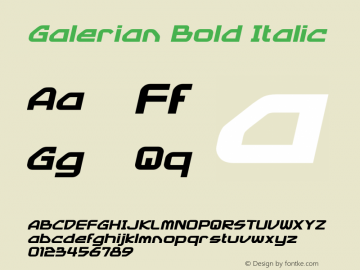 Galerian-BoldItalic Version 1.000 Font Sample