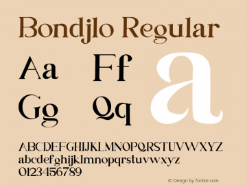 Bondjlo Version 1.00;September 19, 2020;FontCreator 12.0.0.2547 64-bit Font Sample