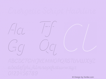 Energetic Script Hairline Version 1.000;hotconv 1.0.109;makeotfexe 2.5.65596图片样张