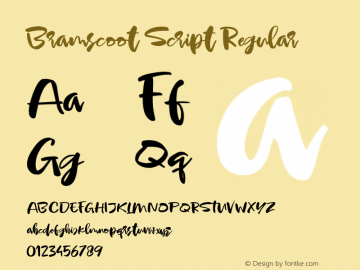 BramscootScript-Regular Version 1.001;Fontself Maker 1.1.0图片样张