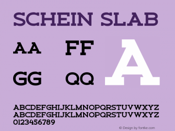 Schein Slab Version 1.00;August 27, 2020;FontCreator 13.0.0.2643 64-bit图片样张