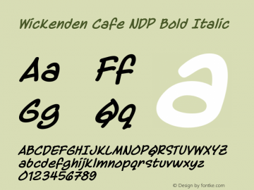 WickendenCafeNDP-BoldItalic Macromedia Fontographer 4.1.5 2/25/03 Font Sample