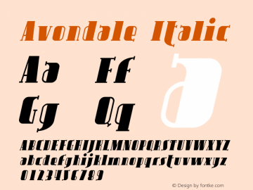 Avondale Italic Version 1.0; 2001; initial release Font Sample