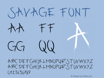 savage font 1.00 Font Sample