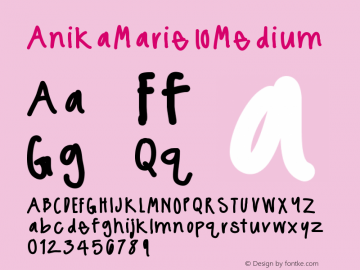 AnikaMarie Version 001.000 Font Sample