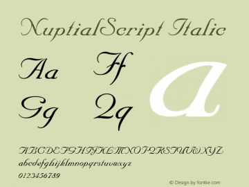 NuptialScript Italic 1.0 Font Sample