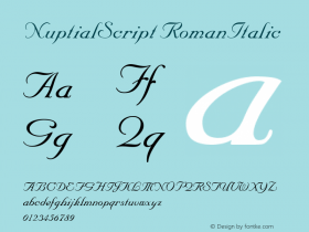 NuptialScript RomanItalic Version 1.00 Font Sample