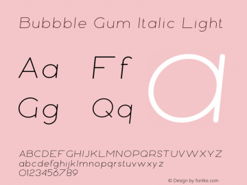 Bubbble Gum Italic Light Version 1.003;Fontself Maker 3.5.1图片样张
