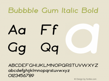 Bubbble Gum Italic Bold Version 1.002;Fontself Maker 3.5.0图片样张