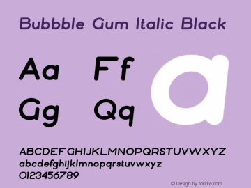 Bubbble Gum Italic Black Version 1.002;Fontself Maker 3.5.0图片样张