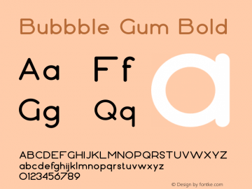 Bubbble Gum Bold Version 1.002;Fontself Maker 3.5.0图片样张