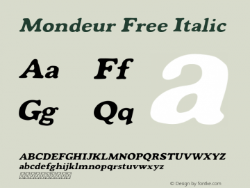 Mondeur-Italic Version 1.000 Font Sample