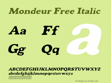 Mondeur Italic Version 1.000 Font Sample