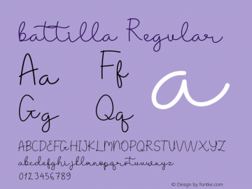 battilla Version 1.00;August 10, 2020;FontCreator 11.5.0.2430 64-bit图片样张