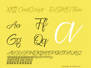 XXII CoolScript - DEMO Thin Version 2.000;hotconv 1.0.109;makeotfexe 2.5.65596 Font Sample