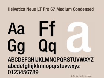 Helvetica Neue LT Pro 67 Medium Condensed Version 1.000;PS 001.000;Core 1.0.38 Font Sample