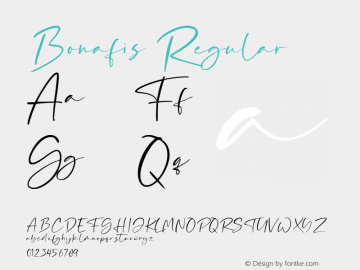 Bonafis Version 1.00;August 26, 2020;FontCreator 12.0.0.2525 64-bit Font Sample