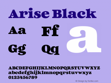 Arise Black Version 1.000 Font Sample