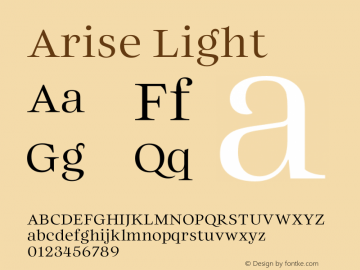 Arise Light Version 1.000 Font Sample