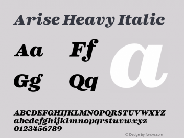 Arise Heavy Italic Version 1.000 Font Sample
