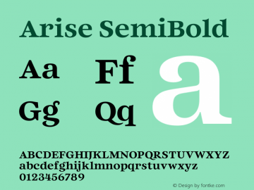 Arise SemiBold Version 1.000 Font Sample