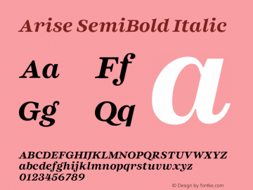 Arise SemiBold Italic Version 1.000 Font Sample