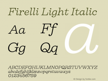 Firelli Light Italic Version 1.006 Font Sample