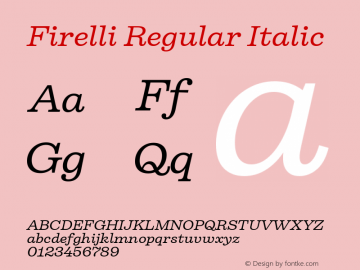 Firelli Regular Italic Version 1.006 Font Sample