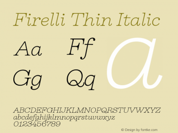 Firelli Thin Italic Version 1.006 Font Sample