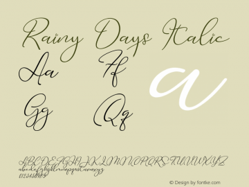 Rainy Days Italic Version 1.00;August 18, 2020;FontCreator 11.5.0.2430 64-bit Font Sample