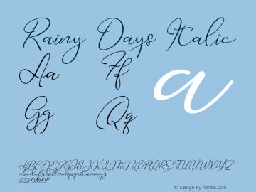 Rainy Days Italic Version 1.00;August 18, 2020;FontCreator 11.5.0.2430 64-bit Font Sample