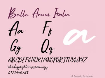 BelleAmour-Italic Version 1.000 Font Sample